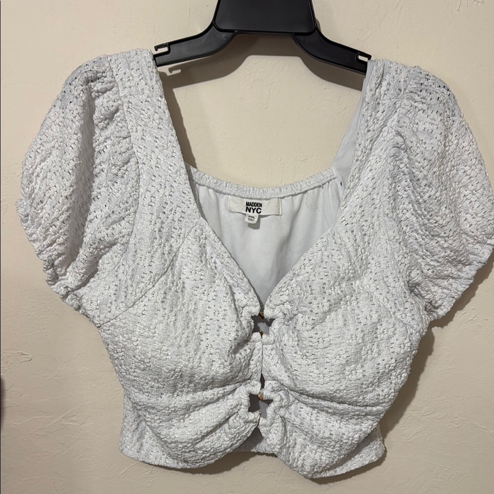 Madden NYC Women's White Textured Top